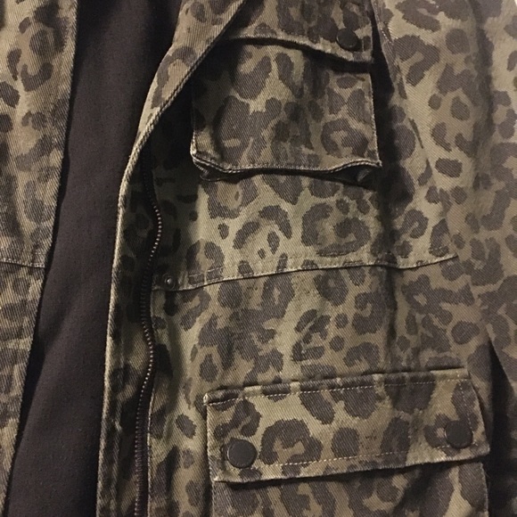 Avec Les Filles Olive Leopard Cotton Camo Cargo Jacket - Picture 15 of 16